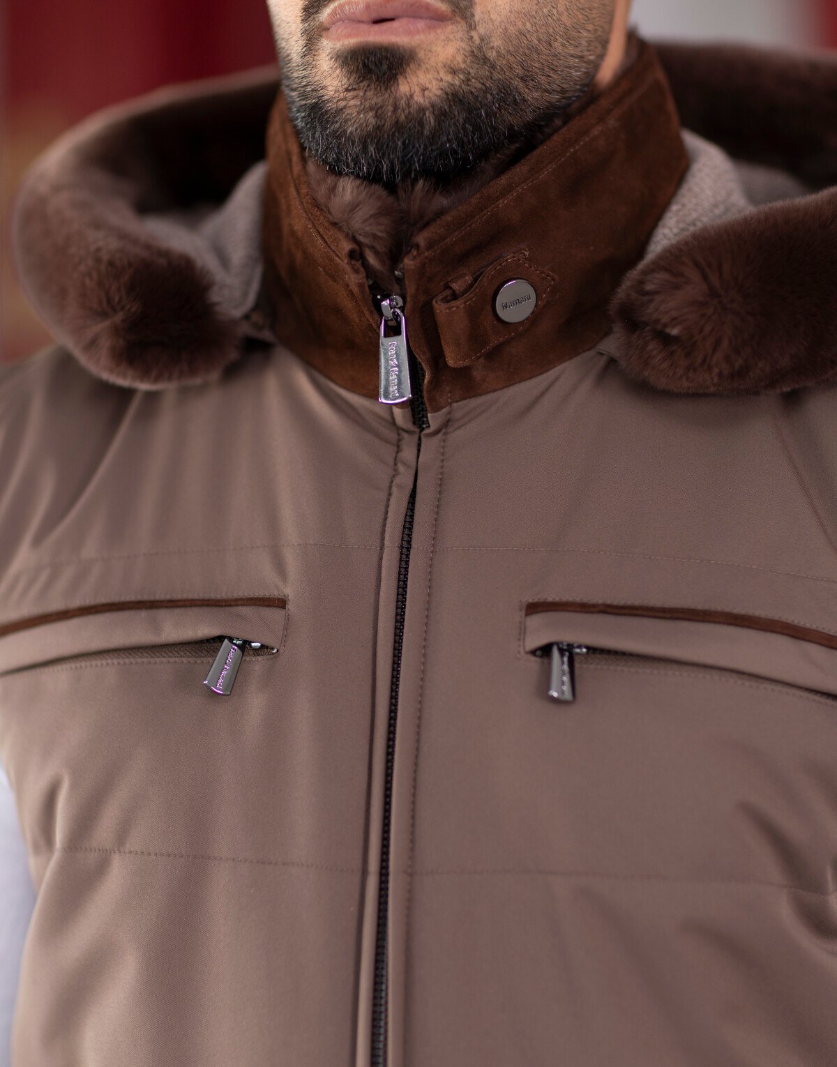 Waterproof Rex & Suede Detailed Vest