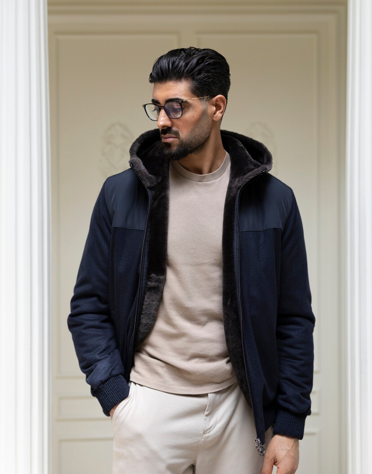Arctic Luxe Fur-Lined Cashmere Jacket